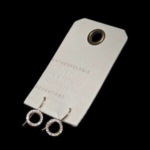 Anthropologie Women's Trendy Open Circe Gold Tone Crystal Hook Earrings NWT